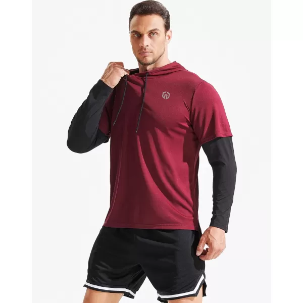 NELEUS Men's Dry Fit Athletic Workout Running Shirts Long Sleeve with Hoods