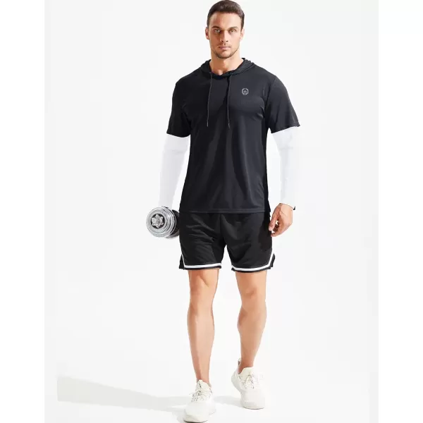 NELEUS Men's Dry Fit Athletic Workout Running Shirts Long Sleeve with Hoods