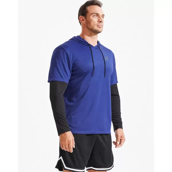 NELEUS Men's Dry Fit Athletic Workout Running Shirts Long Sleeve with Hoods