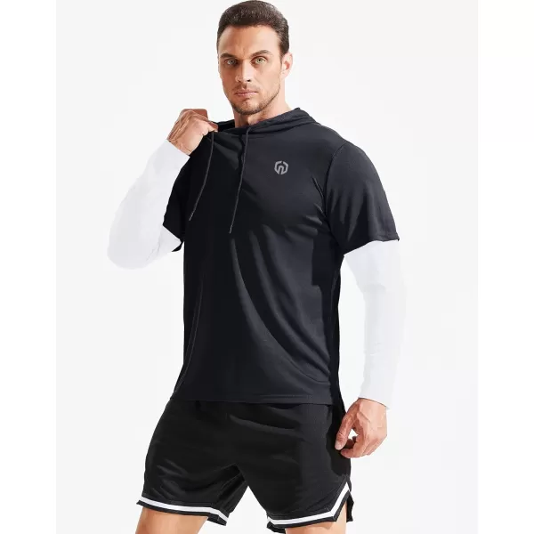NELEUS Men's Dry Fit Athletic Workout Running Shirts Long Sleeve with Hoods