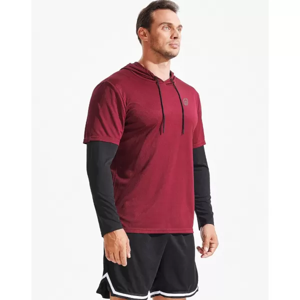 NELEUS Men's Dry Fit Athletic Workout Running Shirts Long Sleeve with Hoods