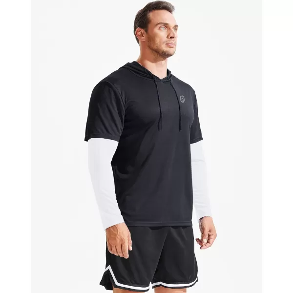 NELEUS Men's Dry Fit Athletic Workout Running Shirts Long Sleeve with Hoods
