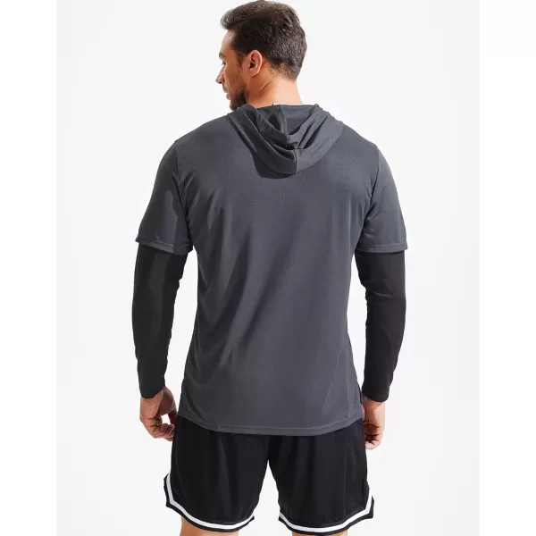 NELEUS Men's Dry Fit Athletic Workout Running Shirts Long Sleeve with Hoods