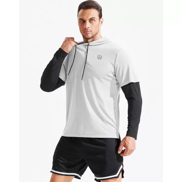 NELEUS Men's Dry Fit Athletic Workout Running Shirts Long Sleeve with Hoods