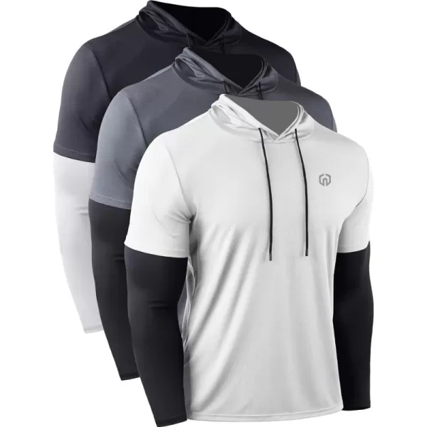 NELEUS Men's Dry Fit Athletic Workout Running Shirts Long Sleeve with Hoods