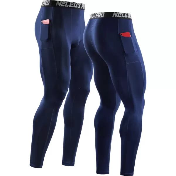 NELEUS Men's Dry Fit Compression Baselayer Pants Running Tights Leggings with Phone Pocket