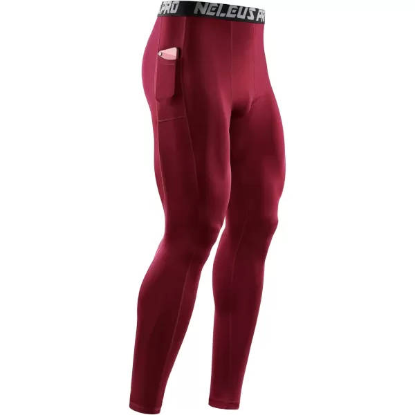 NELEUS Men's Dry Fit Compression Baselayer Pants Running Tights Leggings with Phone Pocket