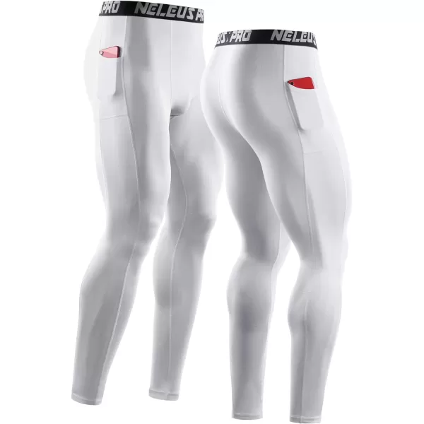 NELEUS Men's Dry Fit Compression Baselayer Pants Running Tights Leggings with Phone Pocket