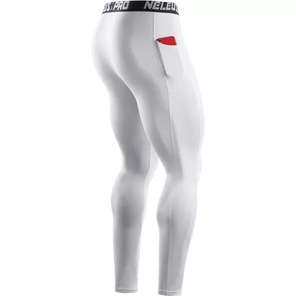 NELEUS Men's Dry Fit Compression Baselayer Pants Running Tights Leggings with Phone Pocket