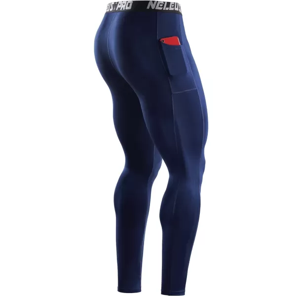 NELEUS Men's Dry Fit Compression Baselayer Pants Running Tights Leggings with Phone Pocket