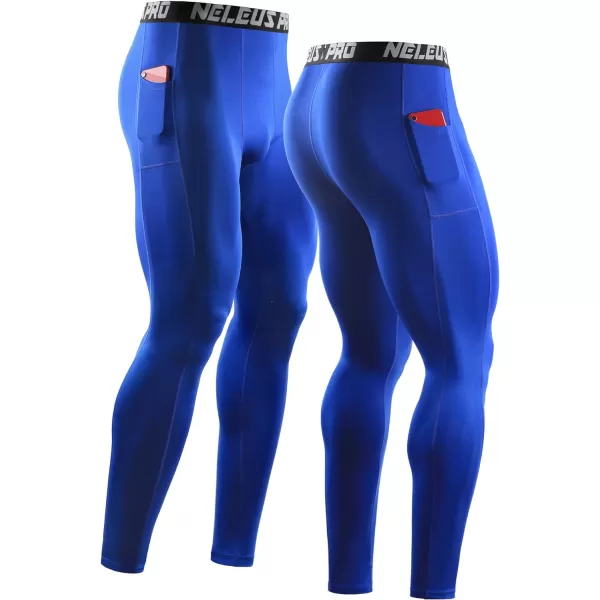 NELEUS Men's Dry Fit Compression Baselayer Pants Running Tights Leggings with Phone Pocket