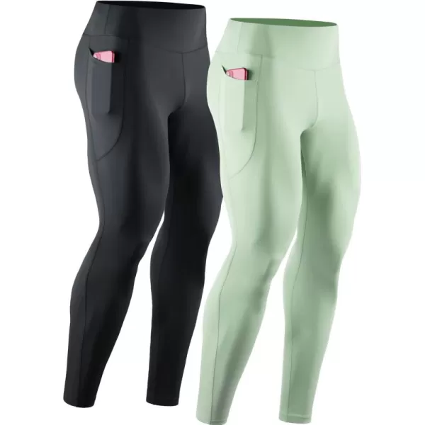 NELEUS Men's Dry Fit Compression Baselayer Pants Running Tights Leggings with Phone Pocket