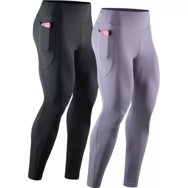 NELEUS Men's Dry Fit Compression Baselayer Pants Running Tights Leggings with Phone Pocket