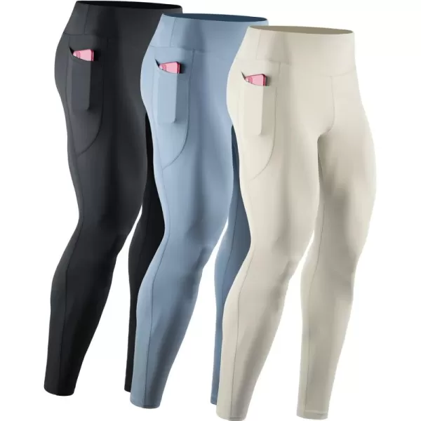 NELEUS Men's Dry Fit Compression Baselayer Pants Running Tights Leggings with Phone Pocket