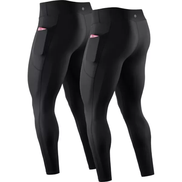 NELEUS Men's Dry Fit Compression Baselayer Pants Running Tights Leggings with Phone Pocket