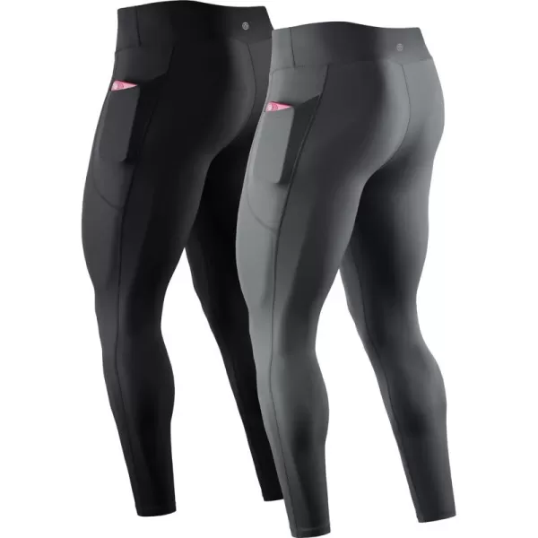 NELEUS Men's Dry Fit Compression Baselayer Pants Running Tights Leggings with Phone Pocket
