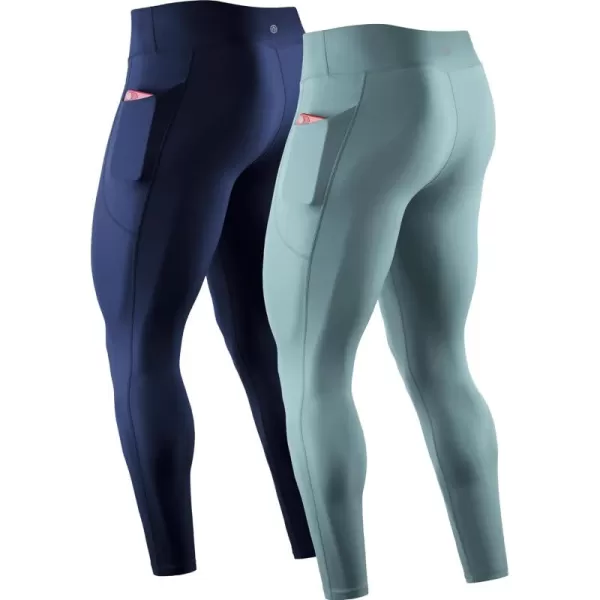 NELEUS Men's Dry Fit Compression Baselayer Pants Running Tights Leggings with Phone Pocket