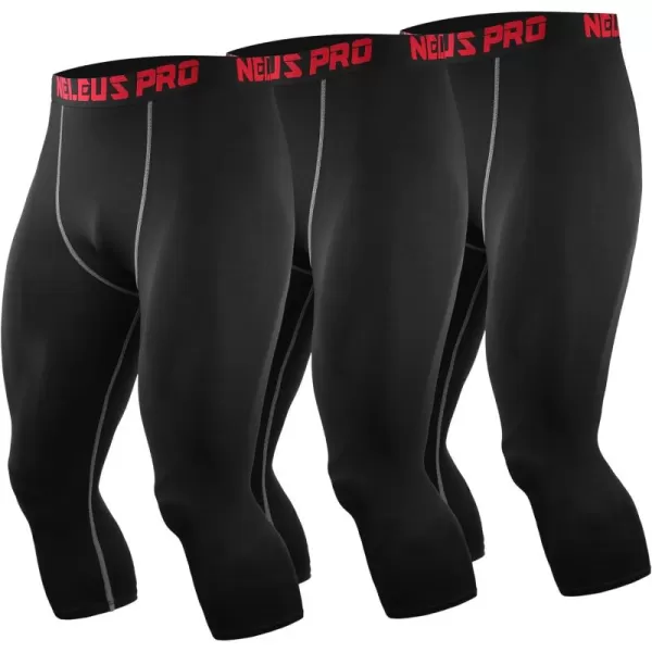NELEUS Men's Dry Fit Compression Pants Workout Running Leggings,3 Pack)
