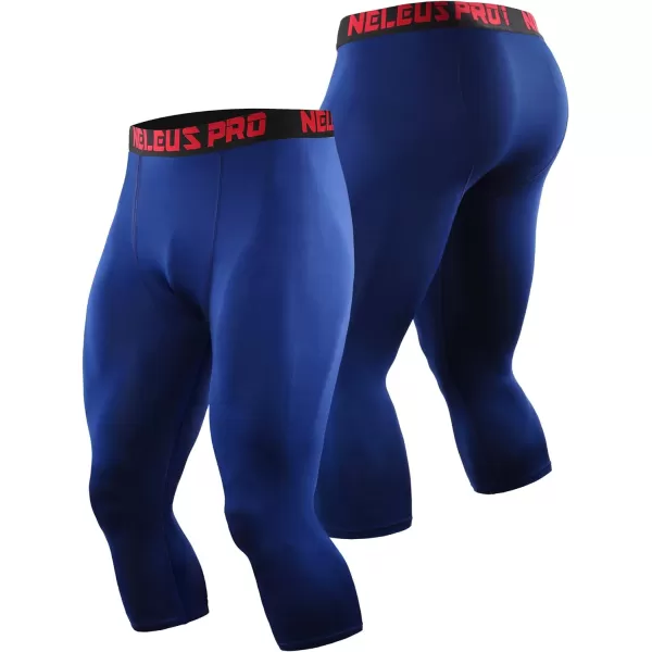 NELEUS Men's Dry Fit Compression Pants Workout Running Leggings/Grey/Blue,3 Pack)
