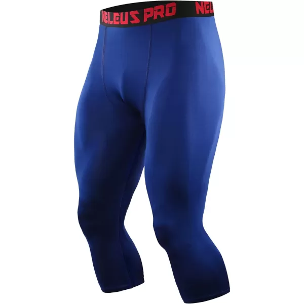 NELEUS Men's Dry Fit Compression Pants Workout Running Leggings/Grey/Blue,3 Pack)