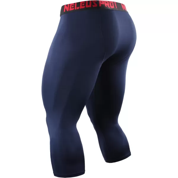 NELEUS Men's Dry Fit Compression Pants Workout Running Leggings/Grey/Navy Blue,3 Pack)