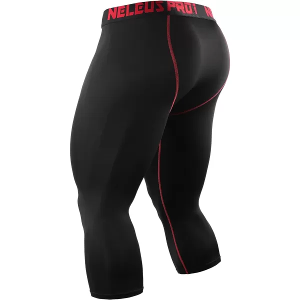 NELEUS Men's Dry Fit Compression Pants Workout Running Leggings/Grey/Red,3 Pack)