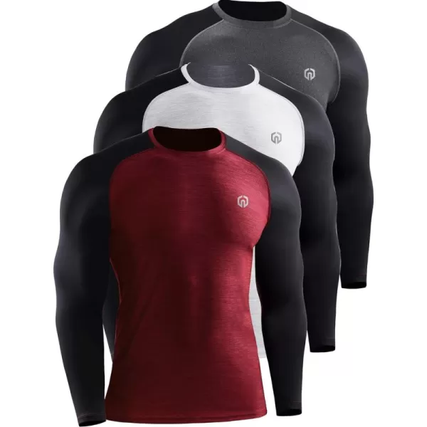 NELEUS Men's Dry Fit Long Sleeve Athletic Running Shirts