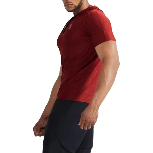 NELEUS Men's Dry Fit Performance Athletic Shirt with Hoods/Navy/Red)
