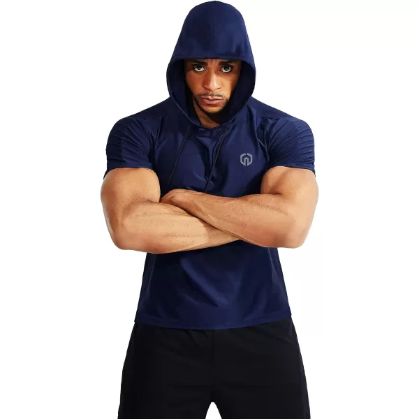 NELEUS Men's Dry Fit Performance Athletic Shirt with Hoods/Navy/Red)