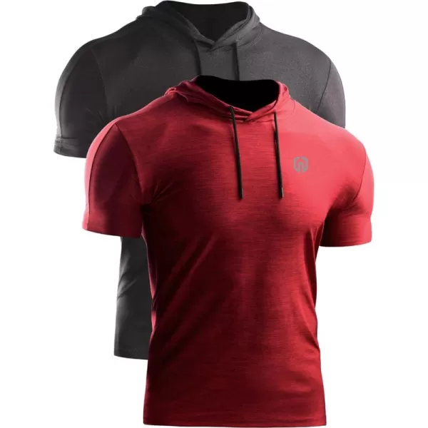 NELEUS Men's Dry Fit Performance Athletic Shirt with Hoods/Red)