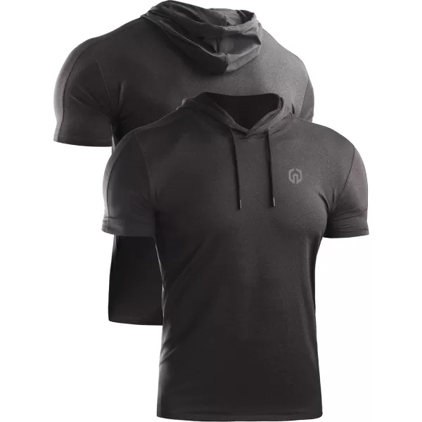 NELEUS Men's Dry Fit Performance Athletic Shirt with Hoods/Slate Gray/Light Grey)