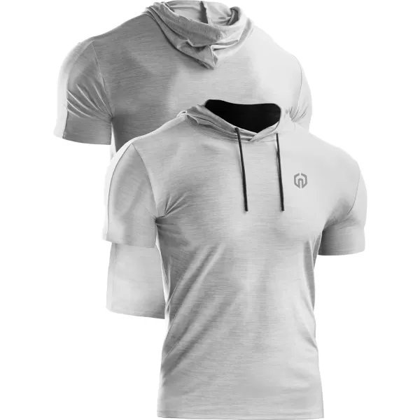 NELEUS Men's Dry Fit Performance Athletic Shirt with Hoods/Slate Gray/Light Grey)