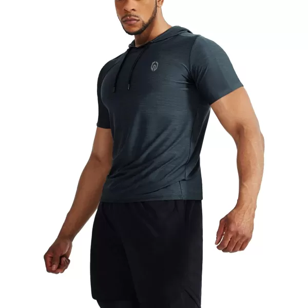NELEUS Men's Dry Fit Performance Athletic Shirt with Hoods/Slate Gray/Navy)