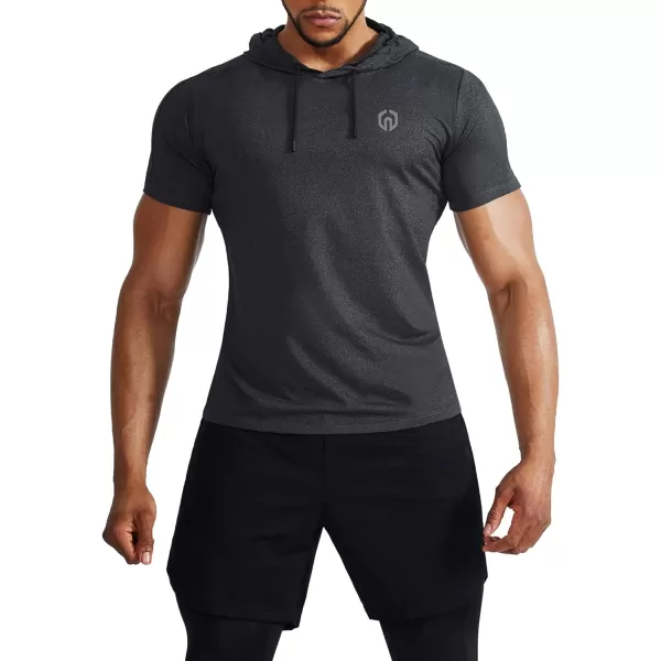 NELEUS Men's Dry Fit Performance Athletic Shirt with Hoods/Slate Gray/Navy)