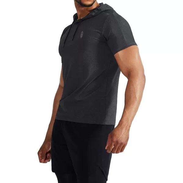 NELEUS Men's Dry Fit Performance Athletic Shirt with Hoods/Slate Gray/Red)