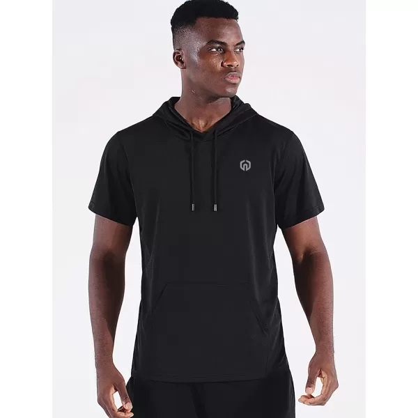 NELEUS Men's Running Shirt 3 Pack Dry Fit Mesh Athletic Workout Shirts with Hoods