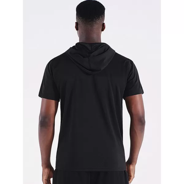 NELEUS Men's Running Shirt 3 Pack Dry Fit Mesh Athletic Workout Shirts with Hoods