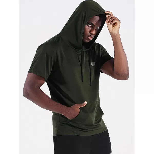 NELEUS Men's Running Shirt 3 Pack Dry Fit Mesh Athletic Workout Shirts with Hoods