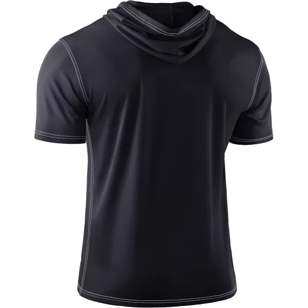 NELEUS Men's Running Shirt 3 Pack Dry Fit Mesh Athletic Workout Shirts with Hoods