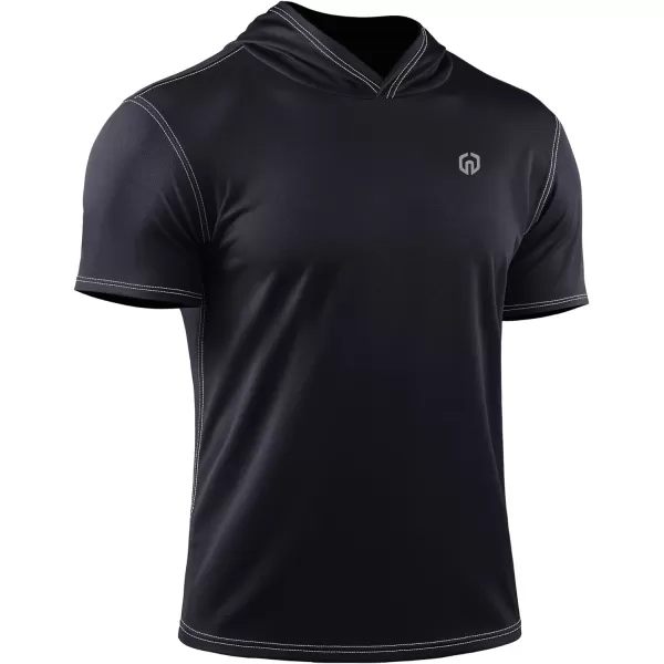 NELEUS Men's Running Shirt 3 Pack Dry Fit Mesh Athletic Workout Shirts with Hoods