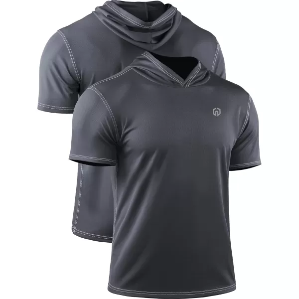 NELEUS Men's Running Shirt 3 Pack Dry Fit Mesh Athletic Workout Shirts with Hoods