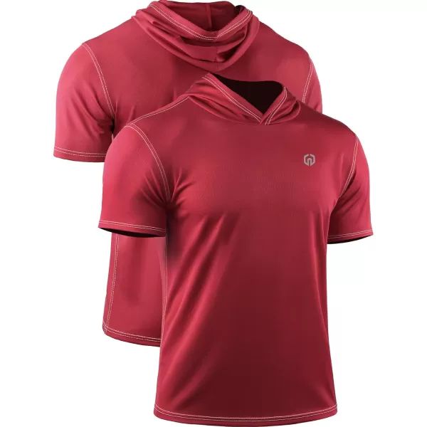 NELEUS Men's Running Shirt 3 Pack Dry Fit Mesh Athletic Workout Shirts with Hoods