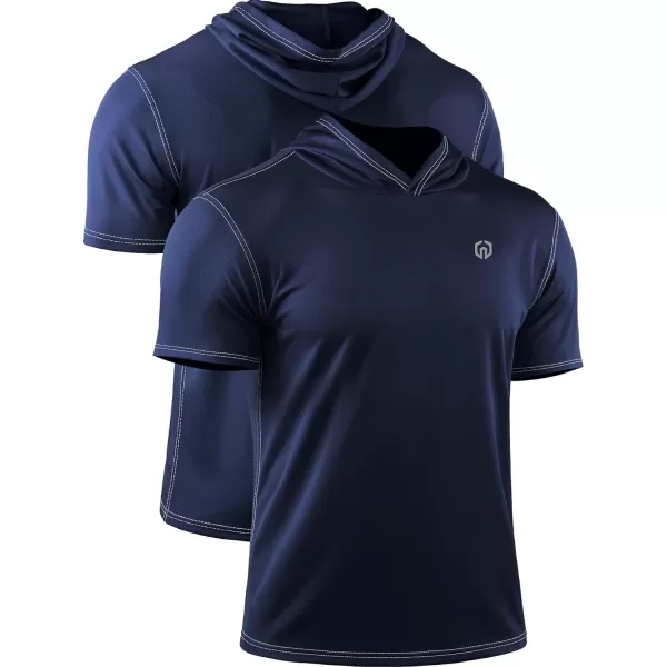NELEUS Men's Running Shirt 3 Pack Dry Fit Mesh Athletic Workout Shirts with Hoods
