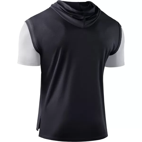 NELEUS Men's Running Shirt 3 Pack Dry Fit Mesh Athletic Workout Shirts with Hoods