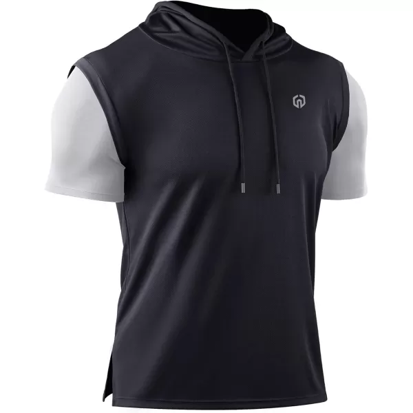 NELEUS Men's Running Shirt 3 Pack Dry Fit Mesh Athletic Workout Shirts with Hoods