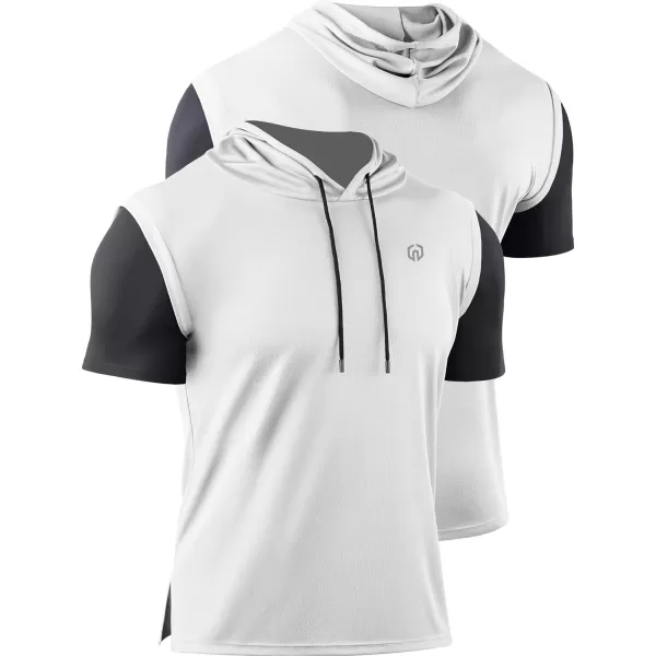 NELEUS Men's Running Shirt 3 Pack Dry Fit Mesh Athletic Workout Shirts with Hoods