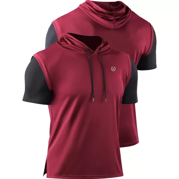 NELEUS Men's Running Shirt 3 Pack Dry Fit Mesh Athletic Workout Shirts with Hoods
