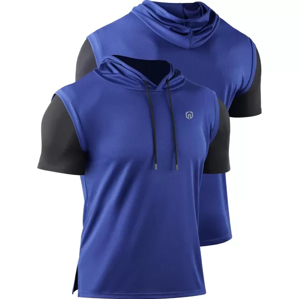NELEUS Men's Running Shirt 3 Pack Dry Fit Mesh Athletic Workout Shirts with Hoods