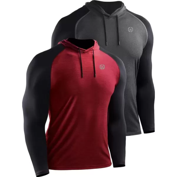 NELEUS Men's Running Shirt Long Sleeve Workout Shirts with Hoods