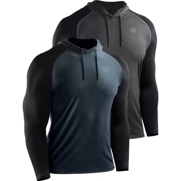 NELEUS Men's Running Shirt Long Sleeve Workout Shirts with Hoods